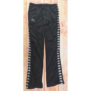 Kappa Womens Black Snap Button Side Flare Track Pants Medium
